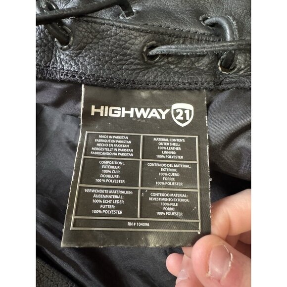 Highway 21 Leather Vest Mens Large Black Motorcycle Side Lace Streetwear Travel - Picture 9 of 13